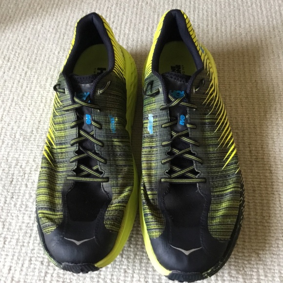 Hoka One One Men's Black and Yellow Athletic Shoes